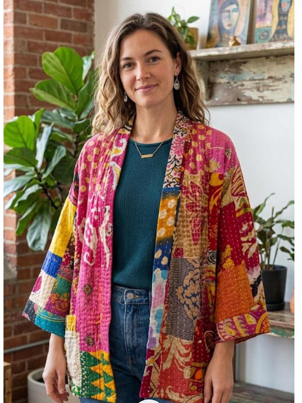 Sevya Kimono Blazer Handmade  Size XL Reversible New